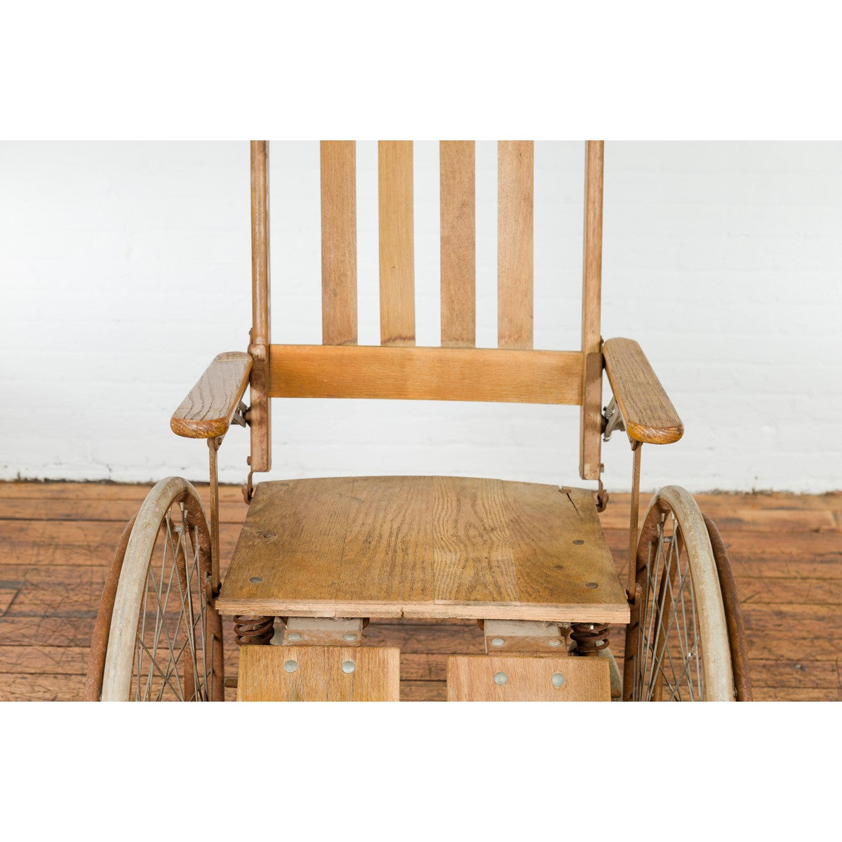 Vintage Wooden Wheelchair Prop, Light Patina-4. Asian & Chinese Furniture, Art, Antiques, Vintage Home Décor for sale at FEA Home