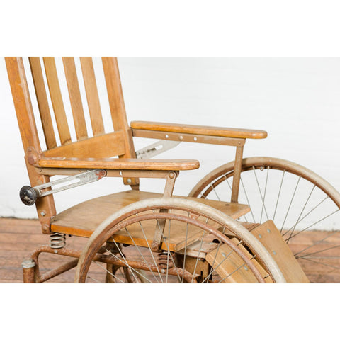 Vintage Wooden Wheelchair Prop, Light Patina-YN7643-9. Asian & Chinese Furniture, Art, Antiques, Vintage Home Décor for sale at FEA Home
