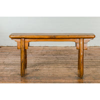 Small Vintage A-Frame Wooden Bench with Rustic Appearance and Splaying Legs