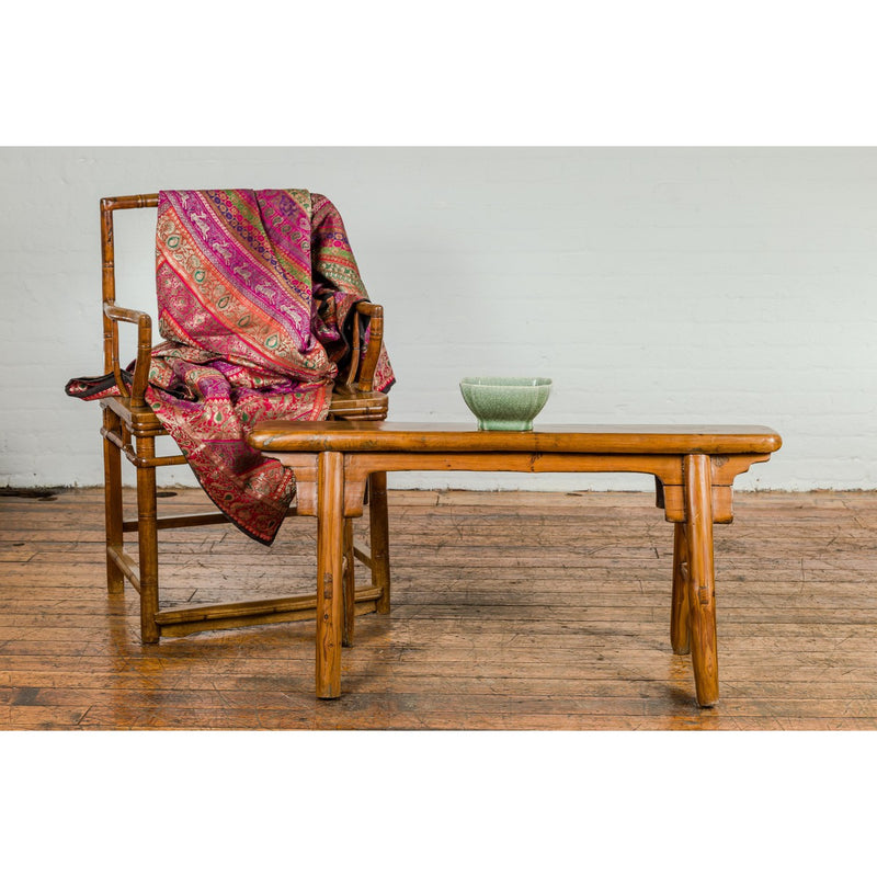 Small Vintage A-Frame Wooden Bench with Rustic Appearance and Splaying Legs-YN7652-2. Asian & Chinese Furniture, Art, Antiques, Vintage Home Décor for sale at FEA Home