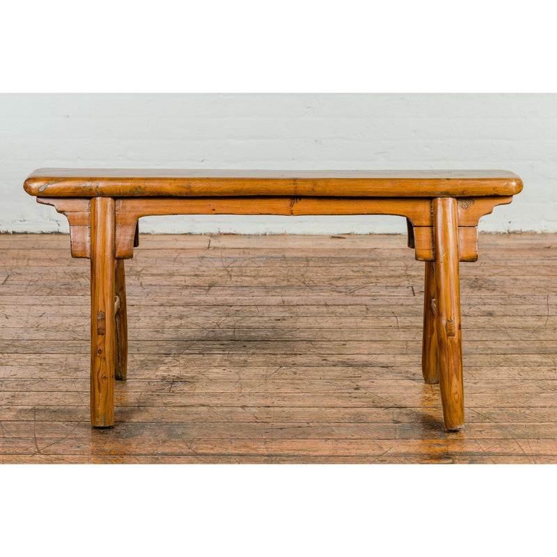 Small Vintage A-Frame Wooden Bench with Rustic Appearance and Splaying Legs-YN7652-3. Asian & Chinese Furniture, Art, Antiques, Vintage Home Décor for sale at FEA Home
