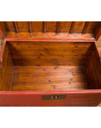 Red Vintage Wooden Trunk with Square Brass Latch-11. Asian & Chinese Furniture, Art, Antiques, Vintage Home Décor for sale at FEA Home