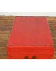 Red Vintage Wooden Trunk with Square Brass Latch-15. Asian & Chinese Furniture, Art, Antiques, Vintage Home Décor for sale at FEA Home