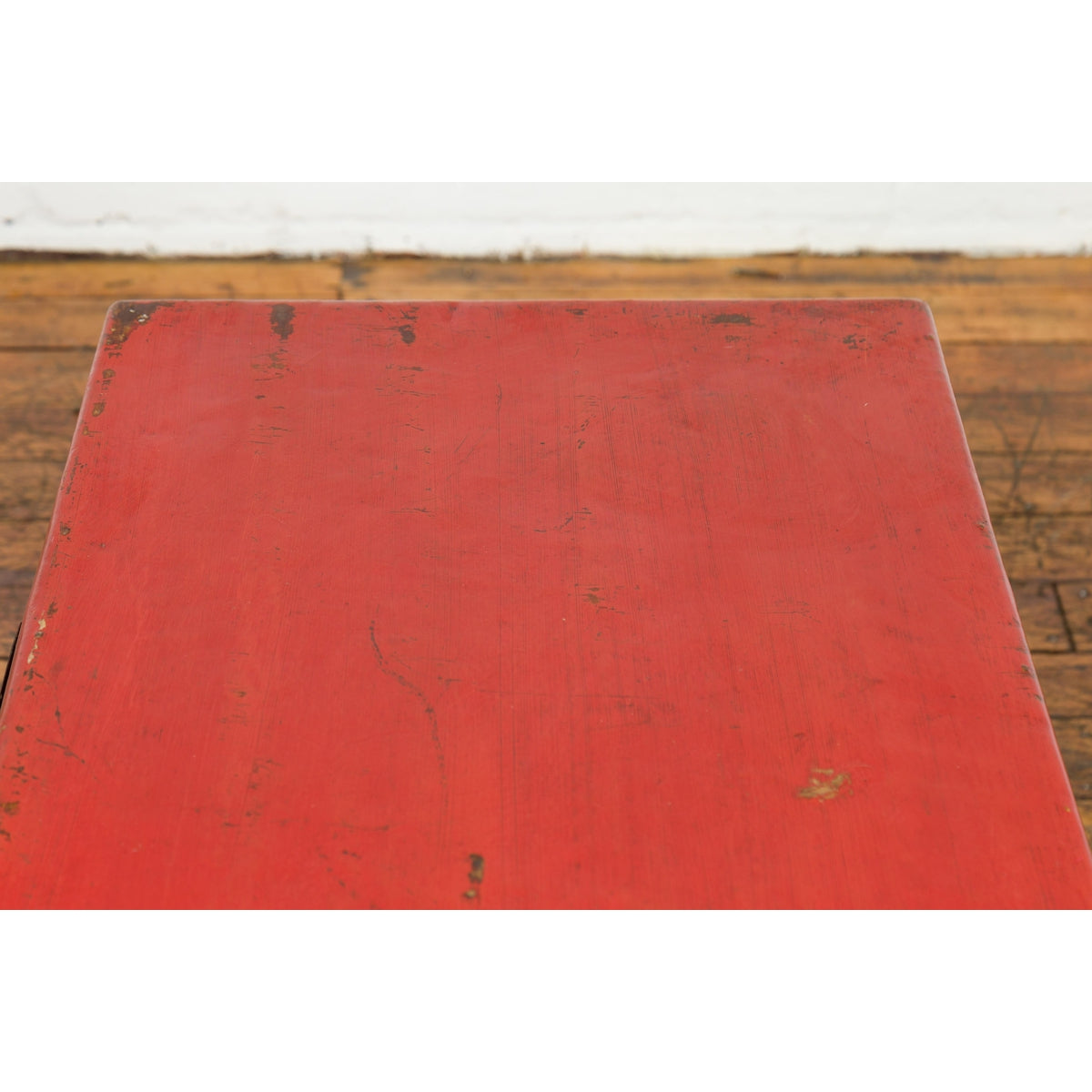 Red Vintage Wooden Trunk with Square Brass Latch-16. Asian & Chinese Furniture, Art, Antiques, Vintage Home Décor for sale at FEA Home