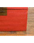 Red Vintage Wooden Trunk with Square Brass Latch-8. Asian & Chinese Furniture, Art, Antiques, Vintage Home Décor for sale at FEA Home