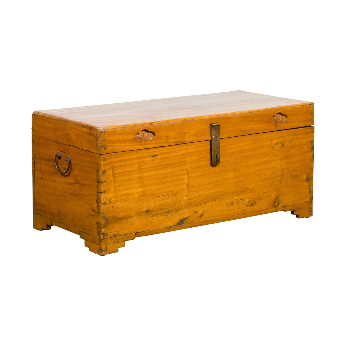 Vintage Chest with Carved Seashells on Lid-16. Asian & Chinese Furniture, Art, Antiques, Vintage Home Décor for sale at FEA Home