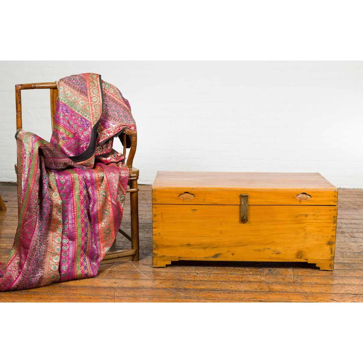 Vintage Chest with Carved Seashells on Lid-3. Asian & Chinese Furniture, Art, Antiques, Vintage Home Décor for sale at FEA Home