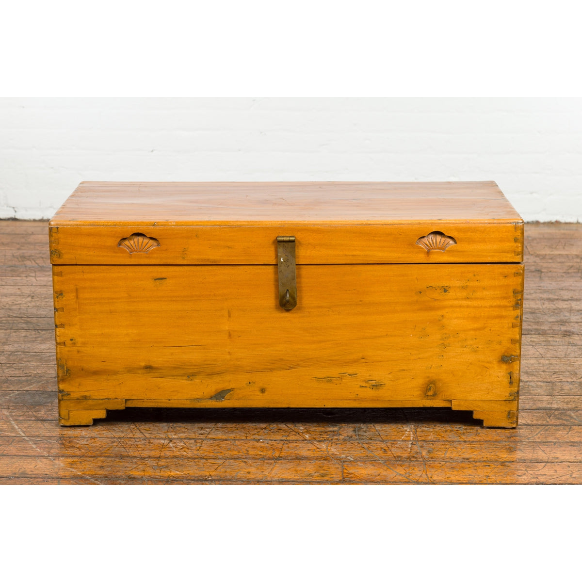Vintage Chest with Carved Seashells on Lid-4. Asian & Chinese Furniture, Art, Antiques, Vintage Home Décor for sale at FEA Home