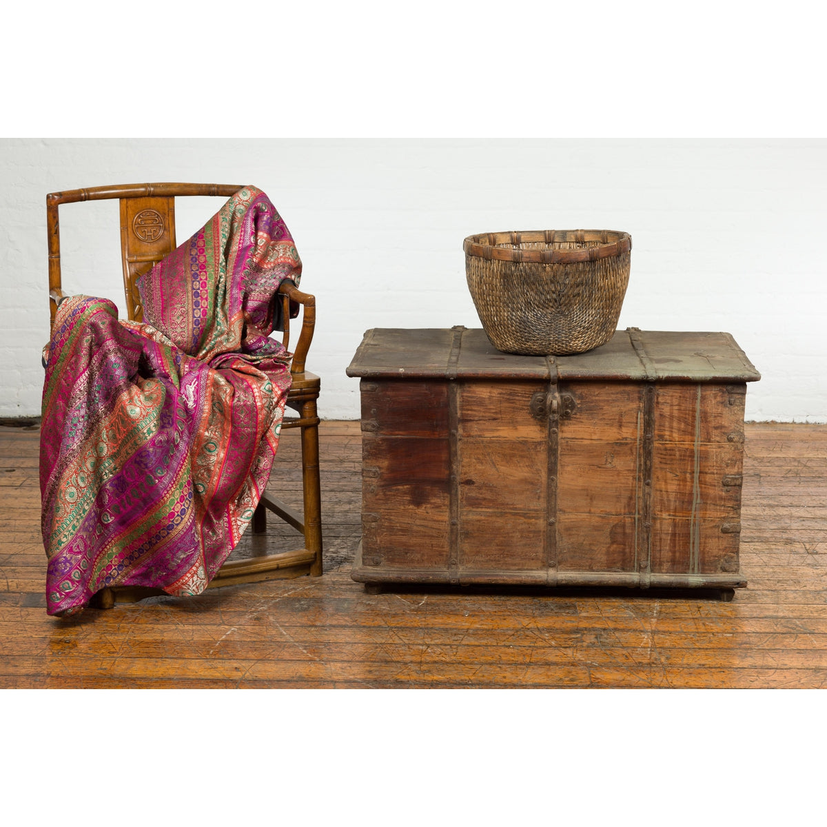 19th Century Blanket Chest with Brass Hardware and Rustic Character-4. Asian & Chinese Furniture, Art, Antiques, Vintage Home Décor for sale at FEA Home