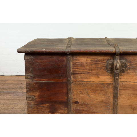 19th Century Blanket Chest with Brass Hardware and Rustic Character-YN7665-5. Asian & Chinese Furniture, Art, Antiques, Vintage Home Décor for sale at FEA Home