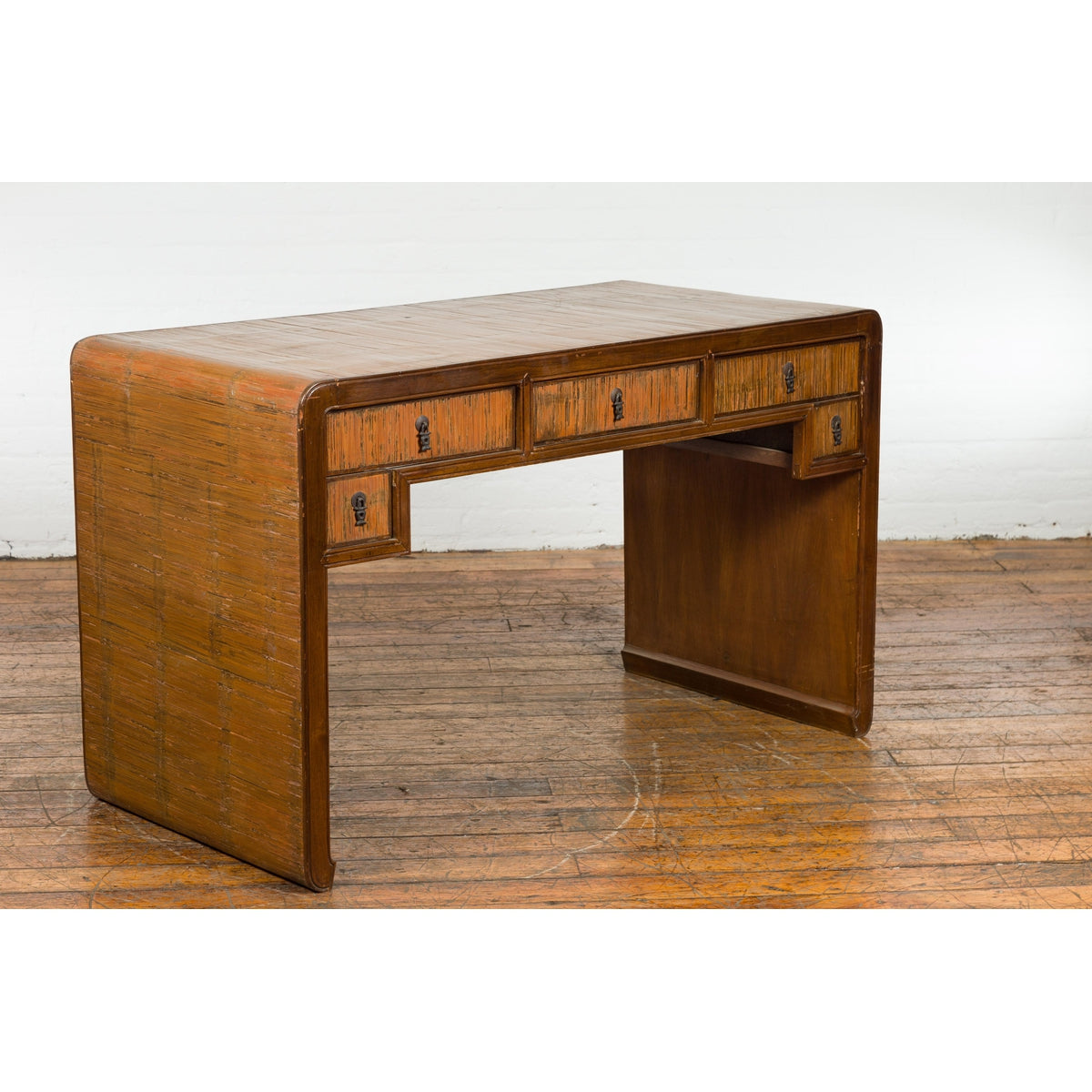 Waterfall Style Vintage Desk with Unique Drawer Design-11. Asian & Chinese Furniture, Art, Antiques, Vintage Home Décor for sale at FEA Home