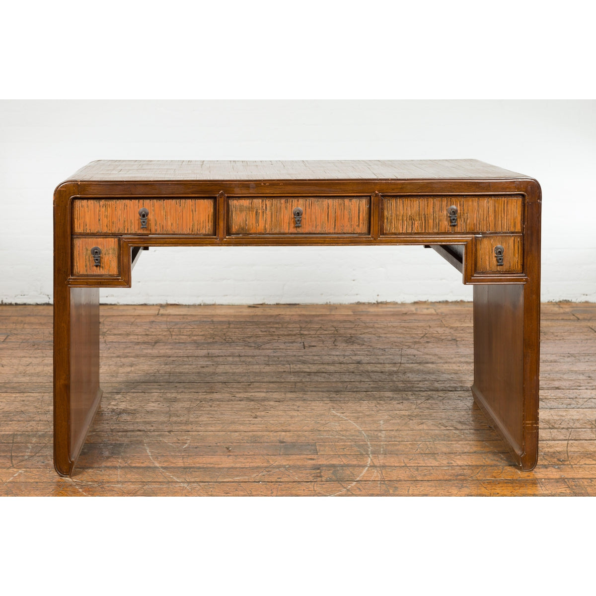 Waterfall Style Vintage Desk with Unique Drawer Design-6. Asian & Chinese Furniture, Art, Antiques, Vintage Home Décor for sale at FEA Home