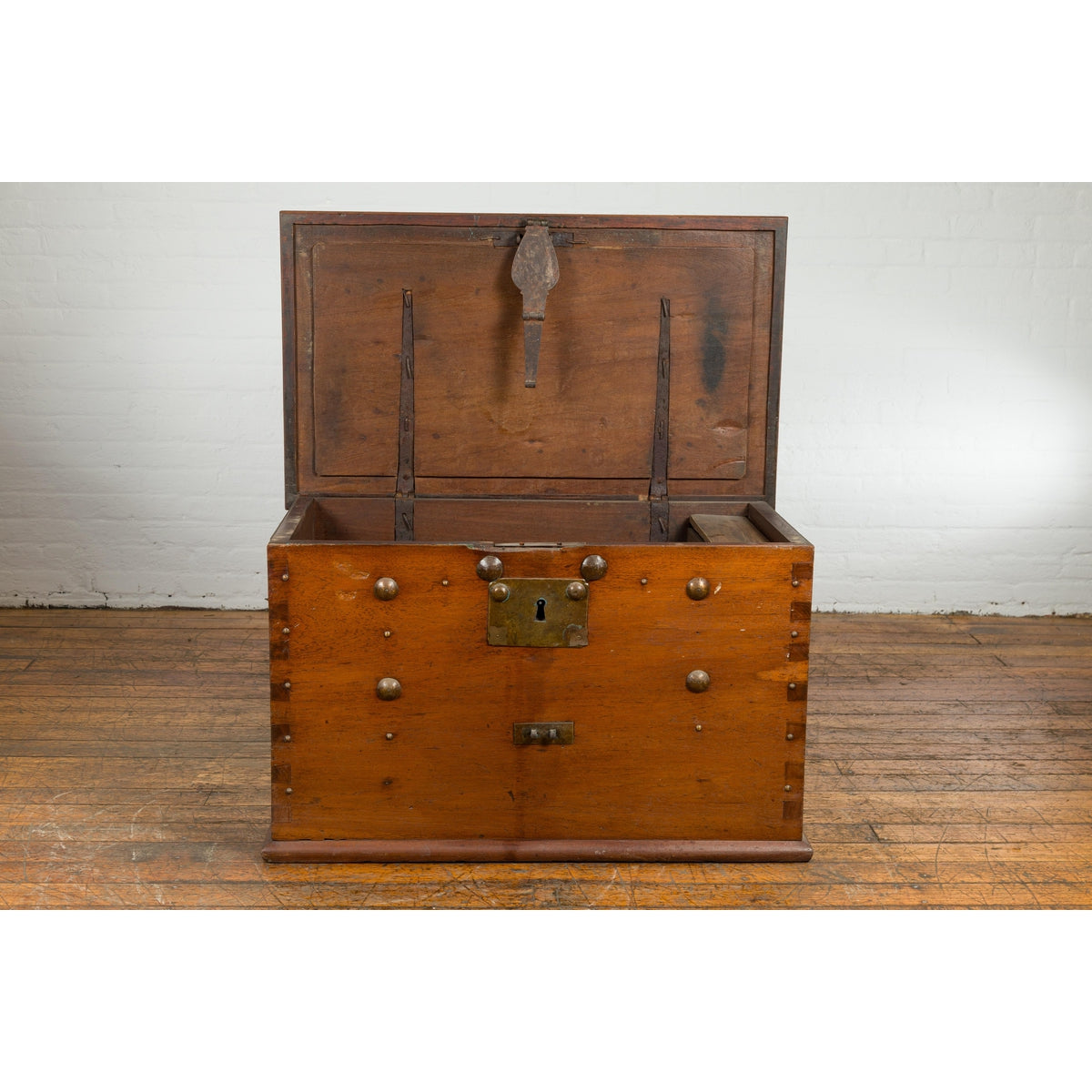 Indonesian Vintage Chest with Unique Latch & Side Handles-11. Asian & Chinese Furniture, Art, Antiques, Vintage Home Décor for sale at FEA Home
