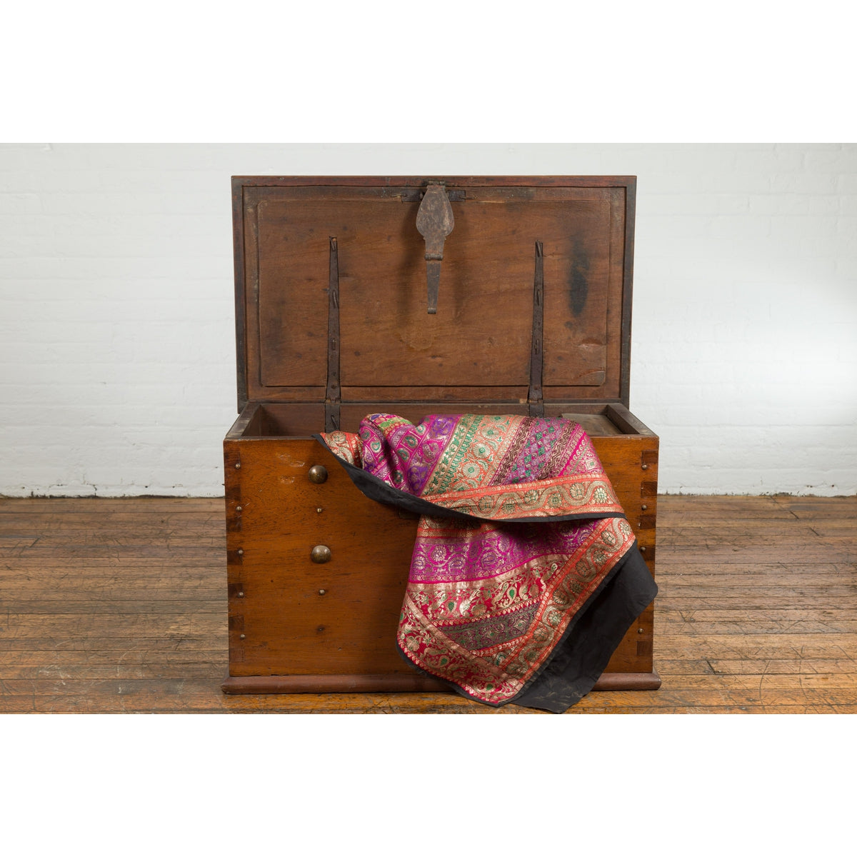 Indonesian Vintage Chest with Unique Latch & Side Handles-4. Asian & Chinese Furniture, Art, Antiques, Vintage Home Décor for sale at FEA Home