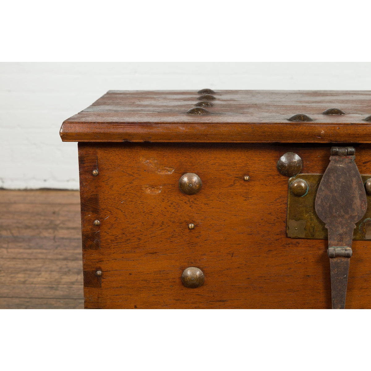 Indonesian Vintage Chest with Unique Latch & Side Handles-5. Asian & Chinese Furniture, Art, Antiques, Vintage Home Décor for sale at FEA Home