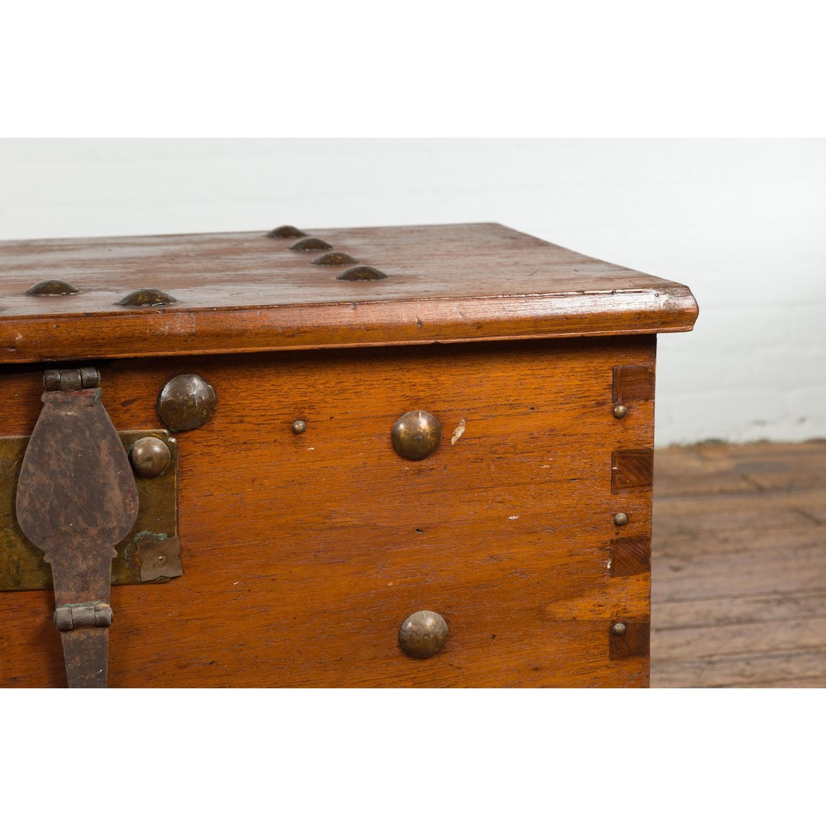 Indonesian Vintage Chest with Unique Latch & Side Handles-6. Asian & Chinese Furniture, Art, Antiques, Vintage Home Décor for sale at FEA Home