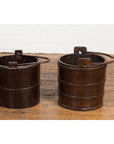 19th Century Chinese Wooden Well Buckets with Dark Brown Lacquer, Sold Each-16. Asian & Chinese Furniture, Art, Antiques, Vintage Home Décor for sale at FEA Home