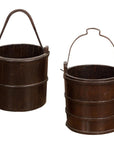 19th Century Chinese Wooden Well Buckets with Dark Brown Lacquer, Sold Each-1. Asian & Chinese Furniture, Art, Antiques, Vintage Home Décor for sale at FEA Home