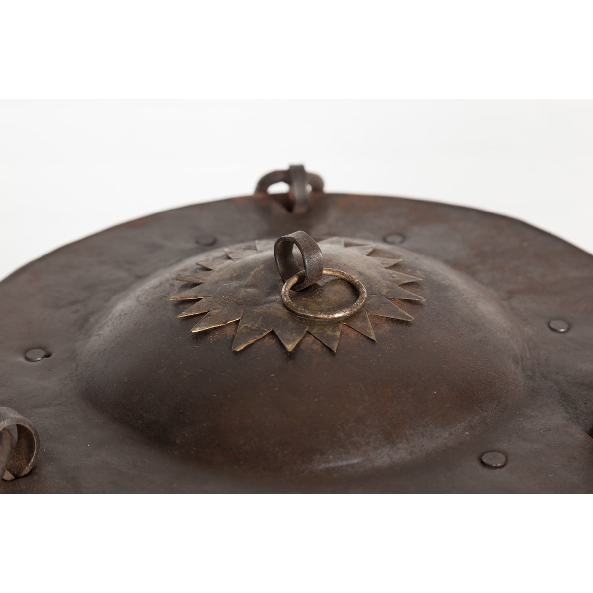 Antique Indian 19th Century Iron Lidded Water Vessel with Brass Accents-6. Asian & Chinese Furniture, Art, Antiques, Vintage Home Décor for sale at FEA Home