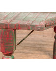 Triangular Green & Red Cart Converted into Coffee Table-10. Asian & Chinese Furniture, Art, Antiques, Vintage Home Décor for sale at FEA Home