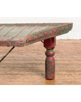 Triangular Green & Red Cart Converted into Coffee Table-11. Asian & Chinese Furniture, Art, Antiques, Vintage Home Décor for sale at FEA Home