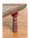 Triangular Green & Red Cart Converted into Coffee Table-13. Asian & Chinese Furniture, Art, Antiques, Vintage Home Décor for sale at FEA Home