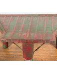 Triangular Green & Red Cart Converted into Coffee Table-7. Asian & Chinese Furniture, Art, Antiques, Vintage Home Décor for sale at FEA Home