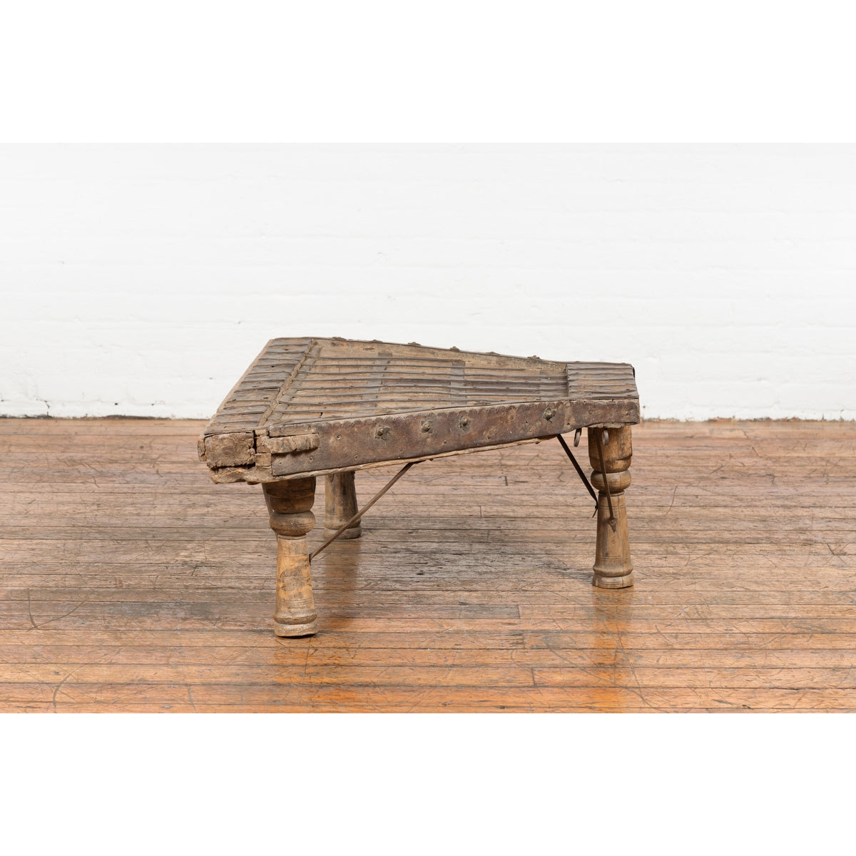 Rustic Coffee Table Made of 19th Century Indian Bullock Cart with Iron Details-13. Asian & Chinese Furniture, Art, Antiques, Vintage Home Décor for sale at FEA Home