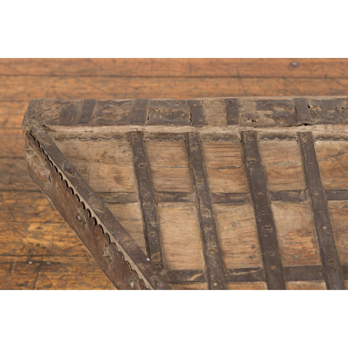 Rustic Coffee Table Made of 19th Century Indian Bullock Cart with Iron Details-5. Asian & Chinese Furniture, Art, Antiques, Vintage Home Décor for sale at FEA Home
