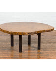 Brown and Black Organic Old Root Tree Slice Table with Straight Wooden Legs-11. Asian & Chinese Furniture, Art, Antiques, Vintage Home Décor for sale at FEA Home