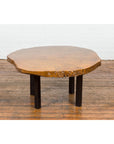 Brown and Black Organic Old Root Tree Slice Table with Straight Wooden Legs-14. Asian & Chinese Furniture, Art, Antiques, Vintage Home Décor for sale at FEA Home