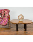 Brown and Black Organic Old Root Tree Slice Table with Straight Wooden Legs-2. Asian & Chinese Furniture, Art, Antiques, Vintage Home Décor for sale at FEA Home