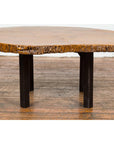 Brown and Black Organic Old Root Tree Slice Table with Straight Wooden Legs-8. Asian & Chinese Furniture, Art, Antiques, Vintage Home Décor for sale at FEA Home