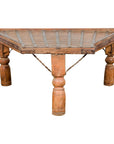 19th Century Bullock Cart Rustic Coffee Table with Twisted Iron Stretchers-1. Asian & Chinese Furniture, Art, Antiques, Vintage Home Décor for sale at FEA Home
