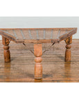 19th Century Bullock Cart Rustic Coffee Table with Twisted Iron Stretchers-3. Asian & Chinese Furniture, Art, Antiques, Vintage Home Décor for sale at FEA Home