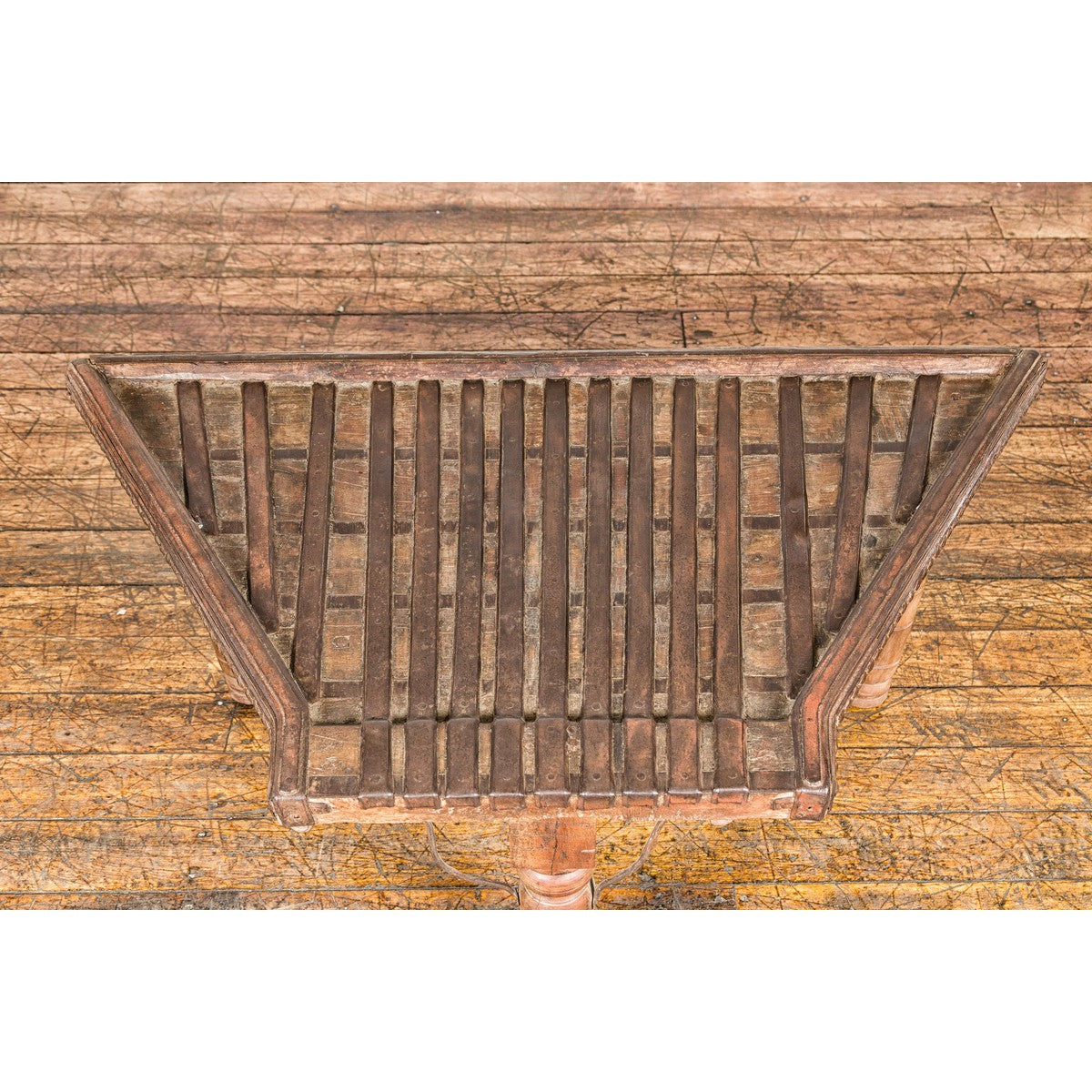 Bullock Cart Rustic Coffee Table with Twisted Iron Stretchers, 19th Century-10. Asian & Chinese Furniture, Art, Antiques, Vintage Home Décor for sale at FEA Home
