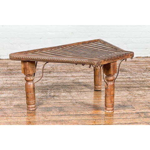 Bullock Cart Rustic Coffee Table with Twisted Iron Stretchers, 19th Century-YN7710-11. Asian & Chinese Furniture, Art, Antiques, Vintage Home Décor for sale at FEA Home