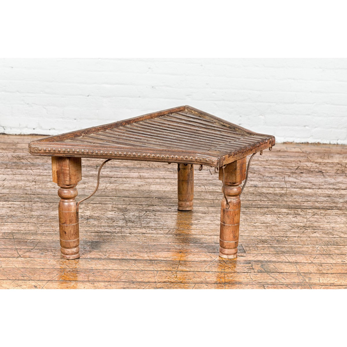 Bullock Cart Rustic Coffee Table with Twisted Iron Stretchers, 19th Century-12. Asian & Chinese Furniture, Art, Antiques, Vintage Home Décor for sale at FEA Home