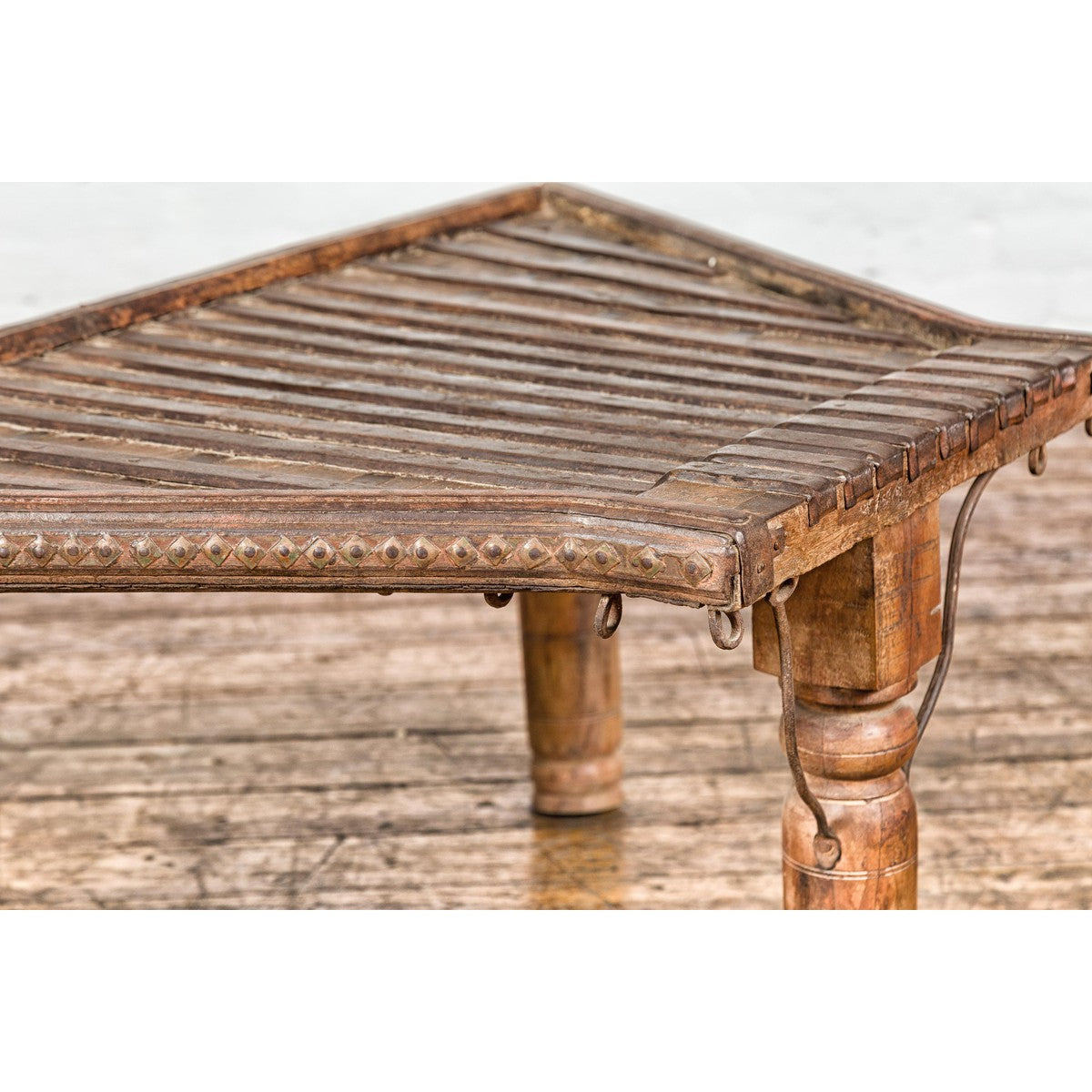 Bullock Cart Rustic Coffee Table with Twisted Iron Stretchers, 19th Century-13. Asian & Chinese Furniture, Art, Antiques, Vintage Home Décor for sale at FEA Home