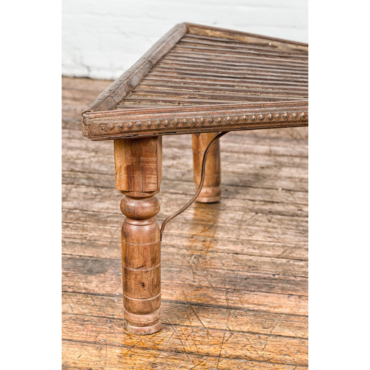 Bullock Cart Rustic Coffee Table with Twisted Iron Stretchers, 19th Century-14. Asian & Chinese Furniture, Art, Antiques, Vintage Home Décor for sale at FEA Home
