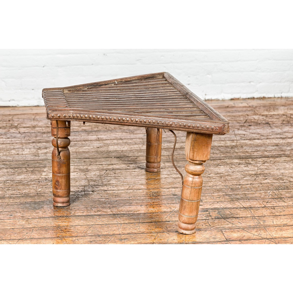 Bullock Cart Rustic Coffee Table with Twisted Iron Stretchers, 19th Century-18. Asian & Chinese Furniture, Art, Antiques, Vintage Home Décor for sale at FEA Home