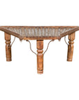 Bullock Cart Rustic Coffee Table with Twisted Iron Stretchers, 19th Century-19. Asian & Chinese Furniture, Art, Antiques, Vintage Home Décor for sale at FEA Home