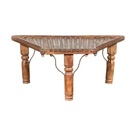 Bullock Cart Rustic Coffee Table with Twisted Iron Stretchers, 19th Century-YN7710-19. Asian & Chinese Furniture, Art, Antiques, Vintage Home Décor for sale at FEA Home