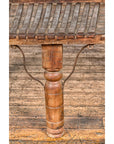 Bullock Cart Rustic Coffee Table with Twisted Iron Stretchers, 19th Century-5. Asian & Chinese Furniture, Art, Antiques, Vintage Home Décor for sale at FEA Home