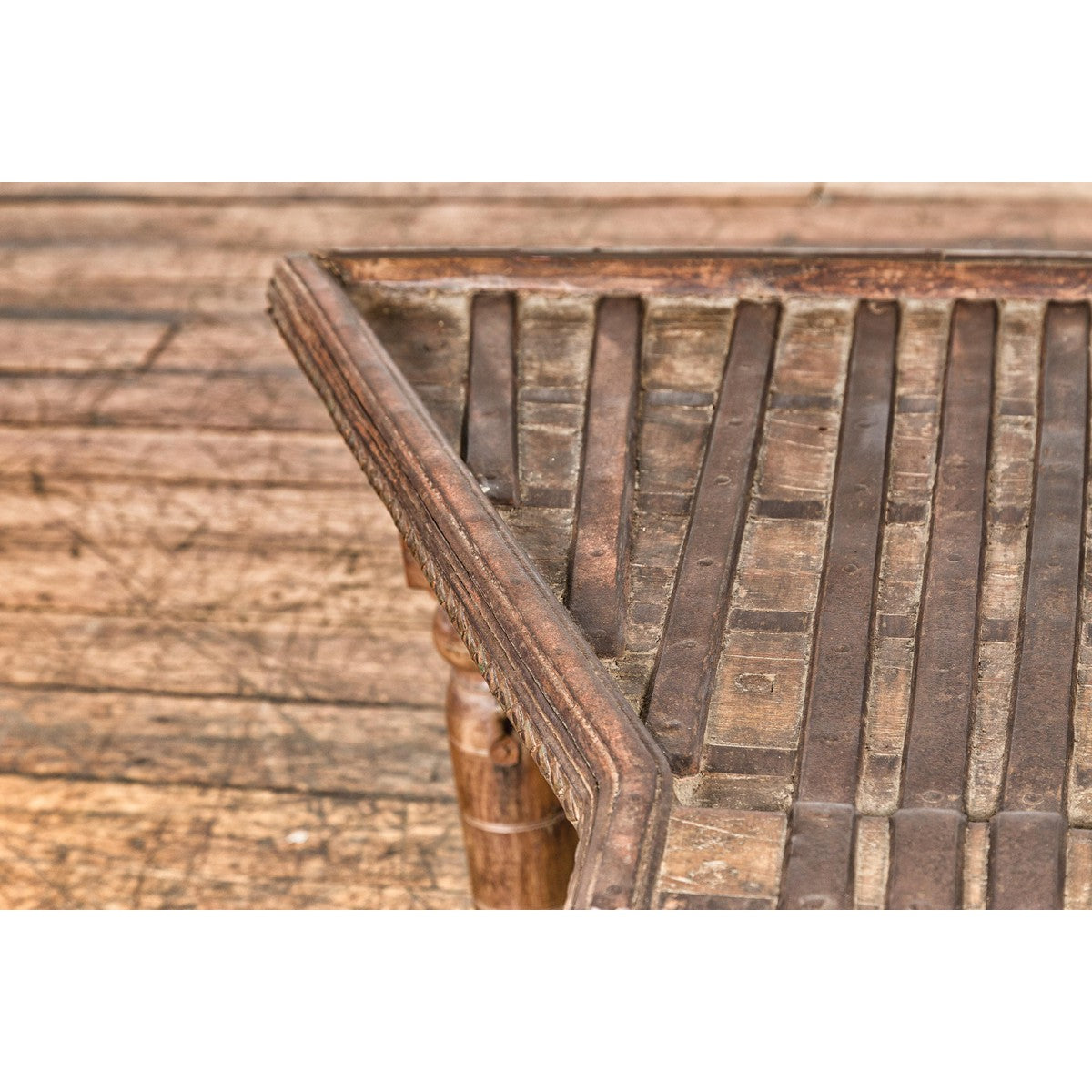 Bullock Cart Rustic Coffee Table with Twisted Iron Stretchers, 19th Century-6. Asian & Chinese Furniture, Art, Antiques, Vintage Home Décor for sale at FEA Home