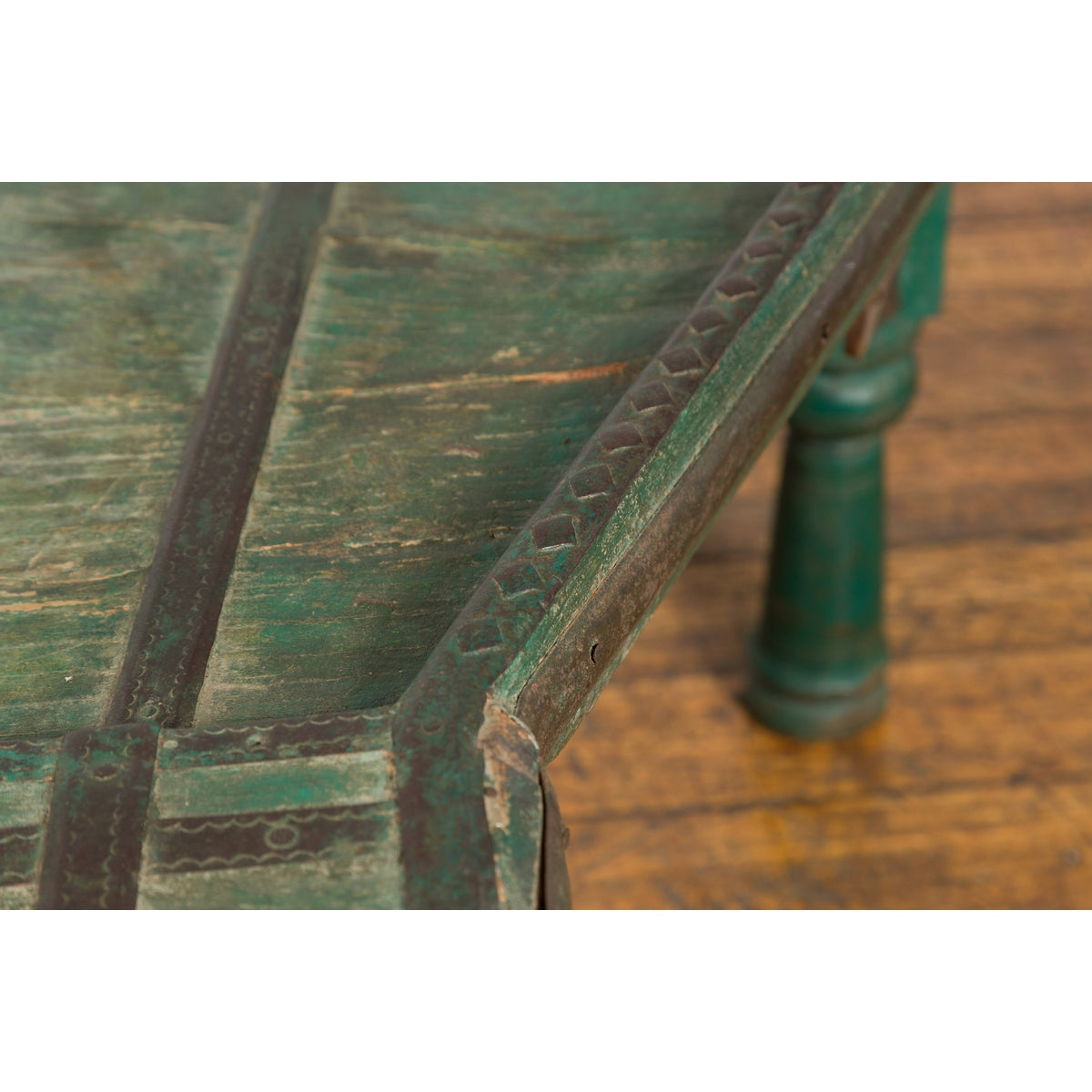 Indian 19th Century Green Painted Wood Bullock Cart Made into a Coffee Table-10. Asian & Chinese Furniture, Art, Antiques, Vintage Home Décor for sale at FEA Home