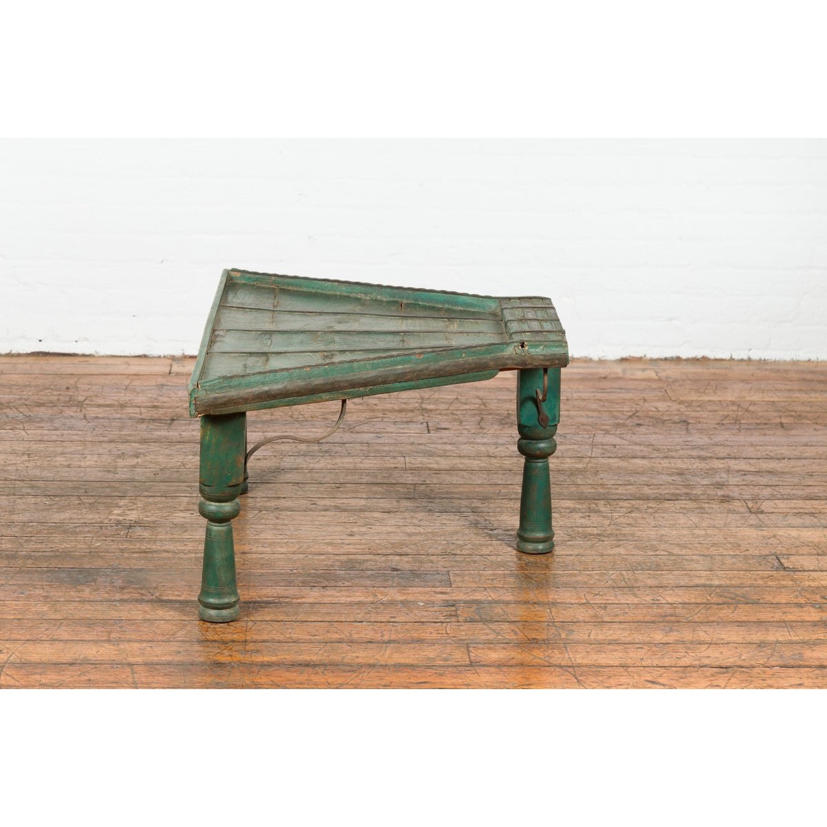 Indian 19th Century Green Painted Wood Bullock Cart Made into a Coffee Table-13. Asian & Chinese Furniture, Art, Antiques, Vintage Home Décor for sale at FEA Home
