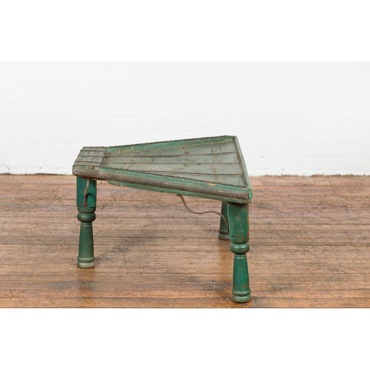 Indian 19th Century Green Painted Wood Bullock Cart Made into a Coffee Table-16. Asian & Chinese Furniture, Art, Antiques, Vintage Home Décor for sale at FEA Home