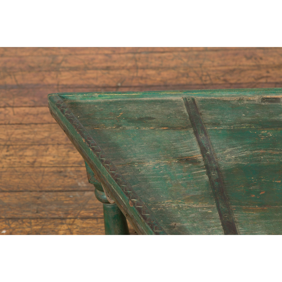 Indian 19th Century Green Painted Wood Bullock Cart Made into a Coffee Table-6. Asian & Chinese Furniture, Art, Antiques, Vintage Home Décor for sale at FEA Home