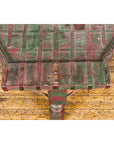 Rustic Coffee Table with Red and Green Lacquer, Turned Baluster Legs and Iron-8. Asian & Chinese Furniture, Art, Antiques, Vintage Home Décor for sale at FEA Home